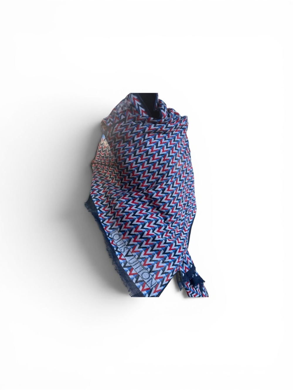 Excellent Condition Louis Vuitton Lightweight Shawl in Blue, Red, White w/ COA